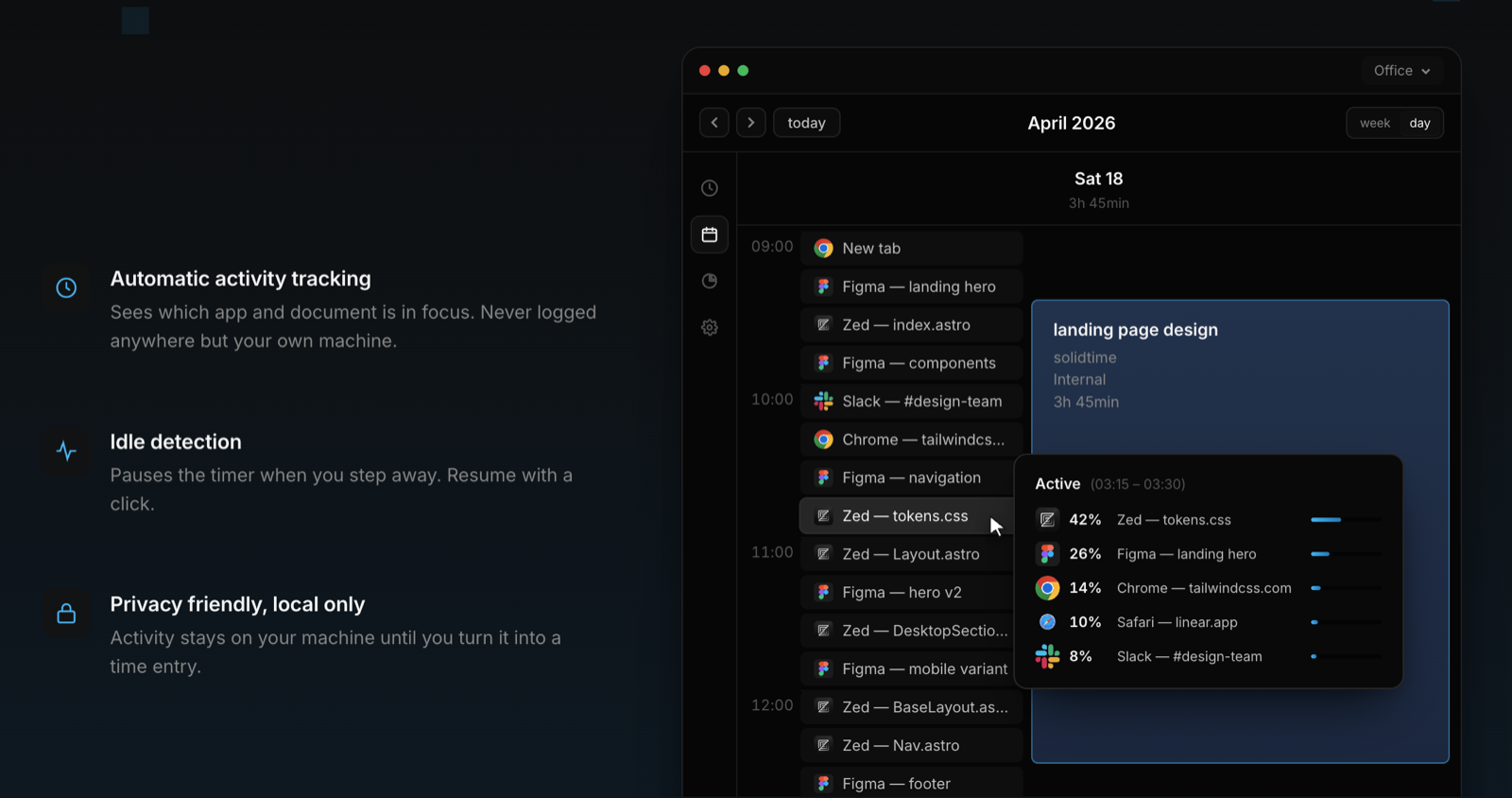 Window activity tracking in the solidtime desktop app