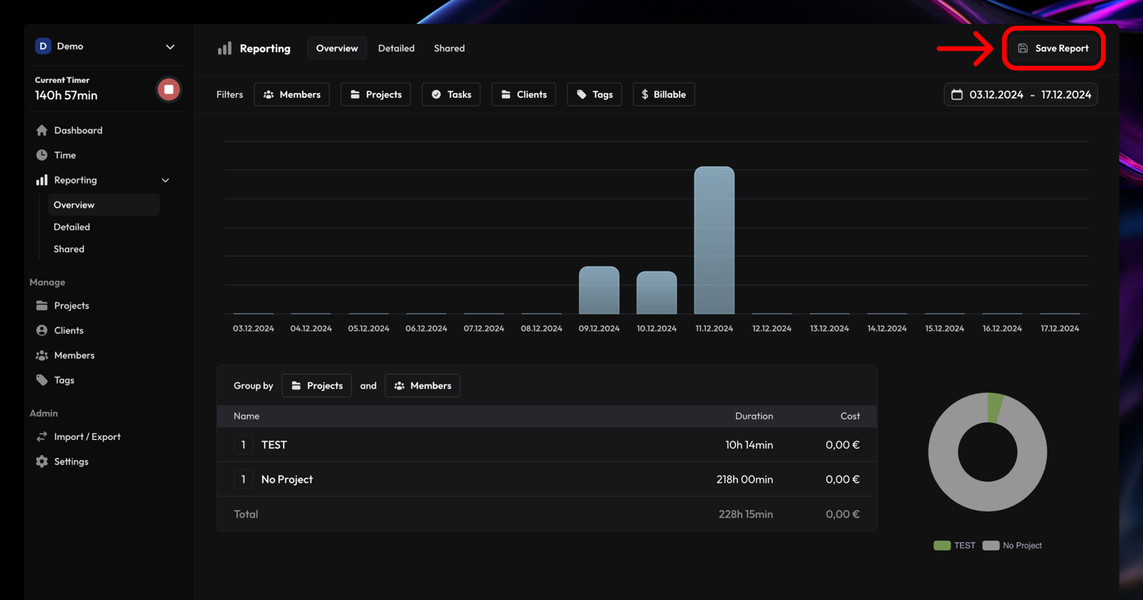 Creating a shareable report link in solidtime