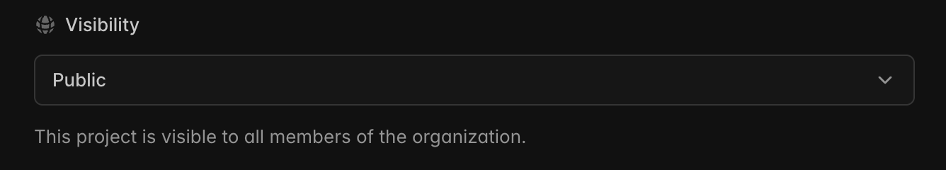 The public / private project visibility toggle